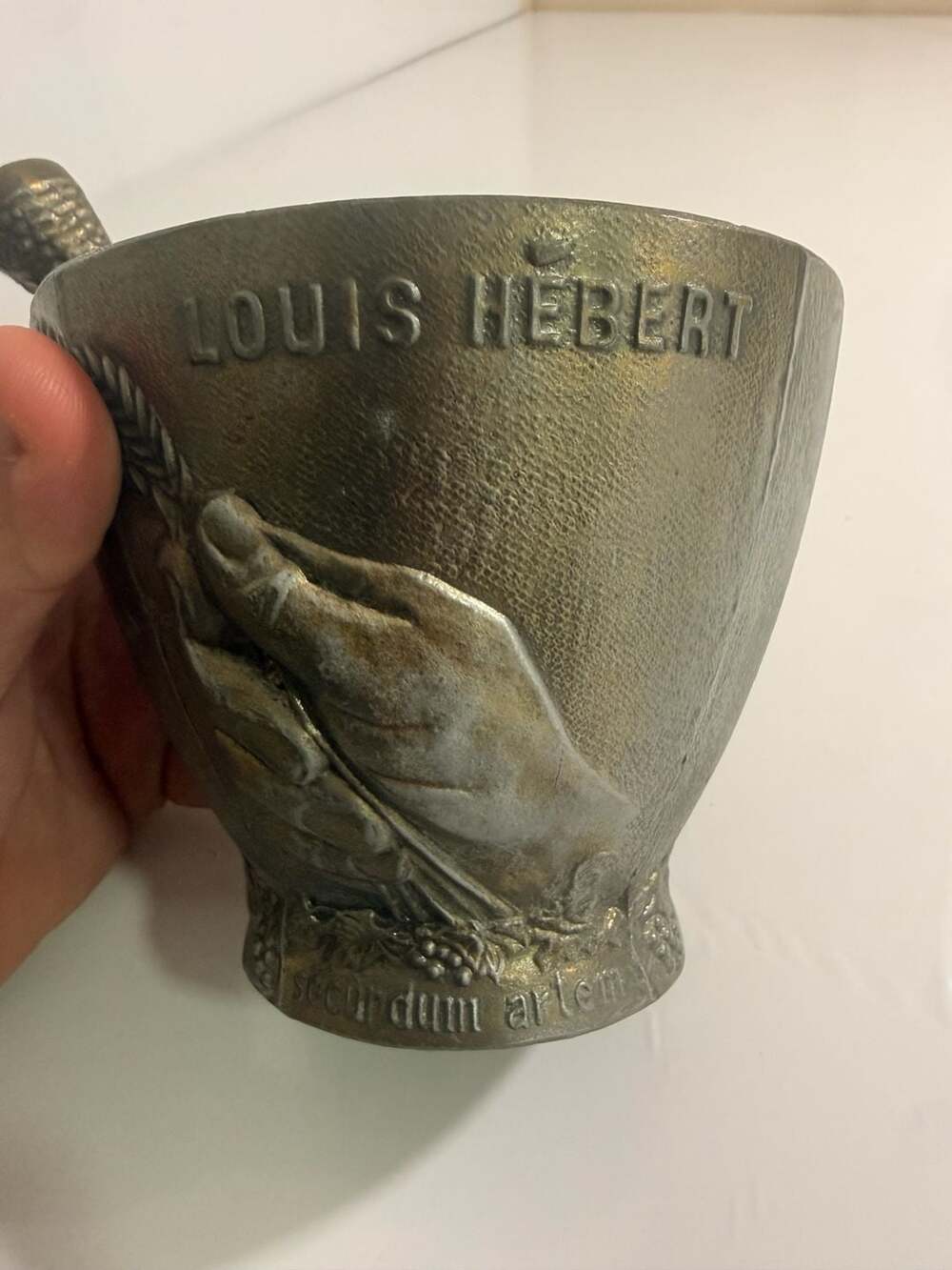 Louis Hebert Commemorative Brass Mortar and Pestle 1580-1627 Secundum Artem